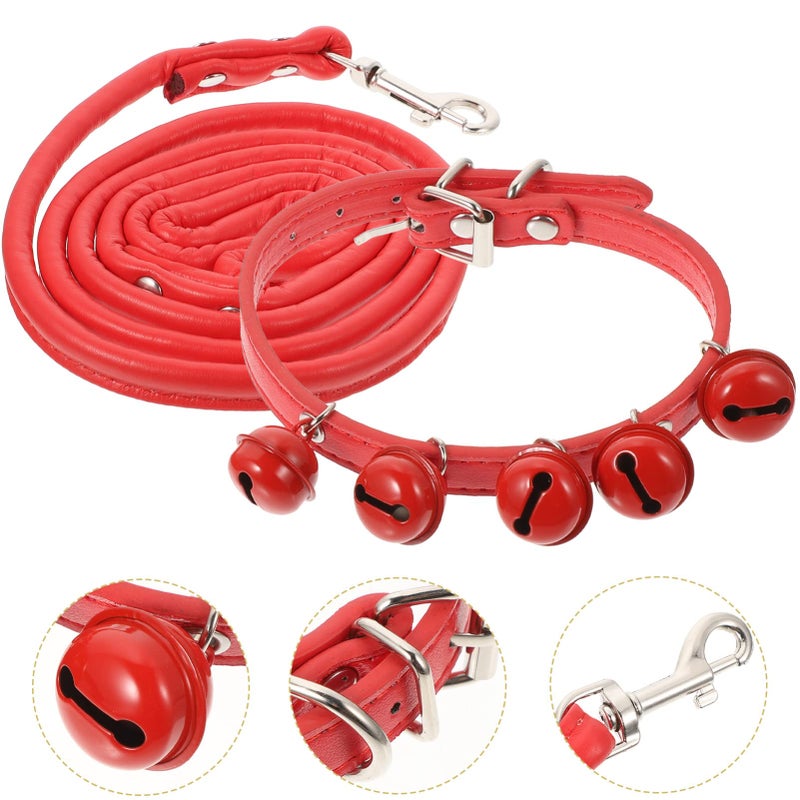 Balacoo Pet Collar and Leash Combo Jingle Bell Dog Collar Pulling Leash Rope Strap for Daily Use Outdoor Supplies Christmas Pet - Image 2